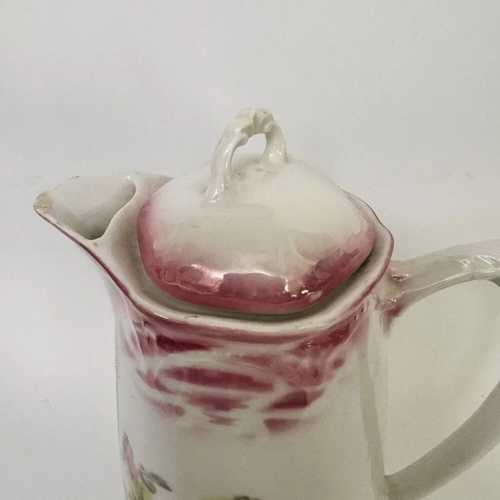 Teapot- porcelain floral  Gemany 195   9 inches vintage  see pics